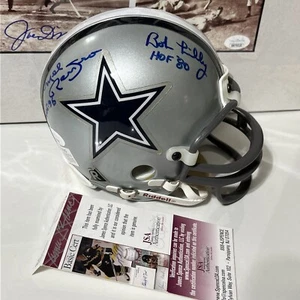 BOB LILLY & MEL RENFRO SIGNED Dallas COWBOYS MINI HELMET JSA /Coa - Picture 1 of 3