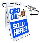 CBD OIL SOLD HERE Signicade 24x36 Aframe Sidewalk Sign Banner Decal CANNIBIDIOL