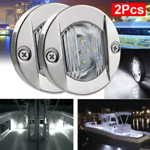 2Pcs Marine Boat 6 LED Deck Courtesy Lights Round White Stern Transom Light 12V - Picture 1 of 12