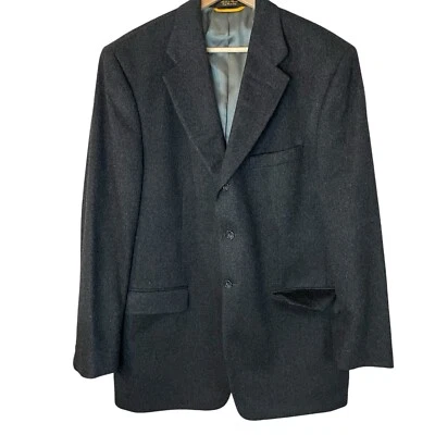 BILL BLASS 100% Cashmere 3 Button Brown Jacket Sz 41 Sport Coat Gray - Image 1 of 4