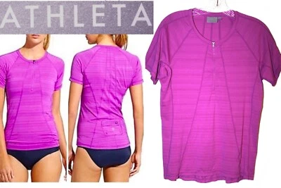 Blusa de natação Athleta Pacifica Rashguard magenta S/S zíper 3/4 H20 desgaste UPF 50 tamanho grande - Imagem 1 de 4