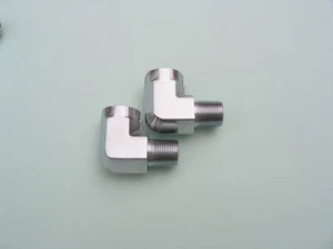 Lowrider Hydraulics 3/8"m to 1/4"f elbow fittings Kit, Chrome, 2 pcs - Picture 1 of 1