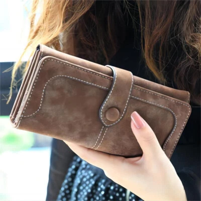 Women Ladies Suede Leather Long Wallet Card Holder Purse Handbag Fashion Clutch - Image 1 of 4