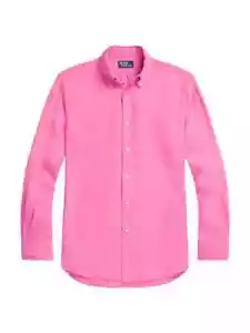 Polo Ralph Lauren Camicia Lino Rosa Resort Rose Shirt Custom FIT nuova NEW Flax - Foto 1 di 9