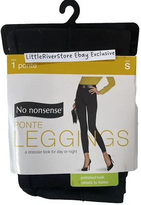 Leggings No Nonsense NEGROS Ponte Polish Look Pintuck Negros Talla S Pequeños 4-6 Nuevos con Etiquetas Foto 1 de 4
