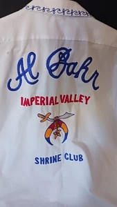 Vintage Al Bahr Shriner Shirt Mens XL White 1970s Button Up Chain Stitch - Picture 1 of 5