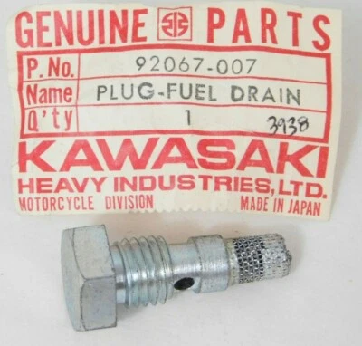 1 NOS Kawasaki Fuel Drain Plug 1974-1975 1971 F7, 1970 F5 OEM 92067-007 NEW - Image 1 of 3