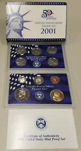 2001 Clad US Proof 10 Coin Set with Original Packaging & COA COMPLETE - Picture 1 of 1