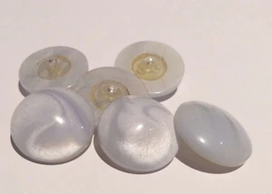 6 USED sapphire convex round Buttons Sewing Shank Buttons Vintage - Picture 1 of 4