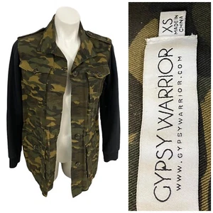 Gypsy Warrior Jacket Womens XS Green Camo Utility Chore Safari Office Casual - Picture 1 of 14