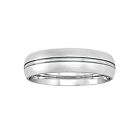9ct White Gold Jewelco London Court Groove Satin Brushed Band Wedding Ring 5mm