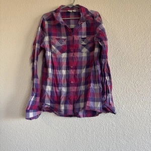 Camisa Top con Botones a Cuadros para Niñas Lugar Infantil LG 10/12 Rosa/Púrpura Bolsillos Brillantes - Imagen 1 de 8