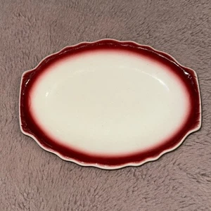 Homer Laughlin Best China weinrot rot & weiß Jakobsmuschel Rand 8" ovale Platte - Bild 1 von 6