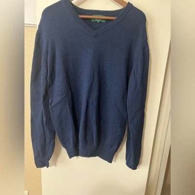 Suéter Estilo Esmeralda Azul Lana de Cordero Cuello en V Para Hombre XL Clásico Invierno CorpCore Foto 1 de 4