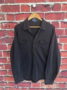 Sobrecamisa Polo Ralph Lauren Vintage Años 90 Para Hombre Negra Abotonada Surf XL - Imagen 1 de 4