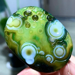 22G   Rare! Natural Gobi Agate Eye Agate/Crystal PalmStone Madagascar - Picture 1 of 13