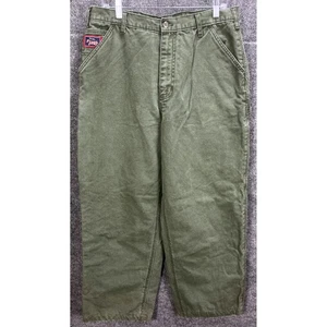 Walls Frost Pruf Mens Olive Green Flannel Lined Carpenter Pants Workwear 34x27 - Picture 1 of 8
