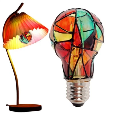 Stained Glass Light Bulb E27 4W 120V Decorative Hand Painted Romantic Lighting - Image 1 of 4