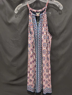 Max Studio ärmelloses Etuikleid blau rot geblümt knielang, Damen Gr. M - Bild 1 von 4