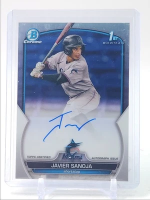 JAVIER SANOJA 2023 BOWMAN CHROME 1ST AUTOGRAPH MARLINS AUTO Q1561 - Image 1 of 2