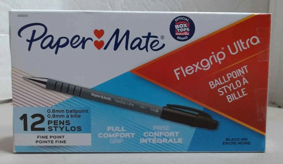 NEW Paper Mate 12 Pk Flexgrip Ultra Ball Pen, Black Ink $60.40 Foto 1 de 1
