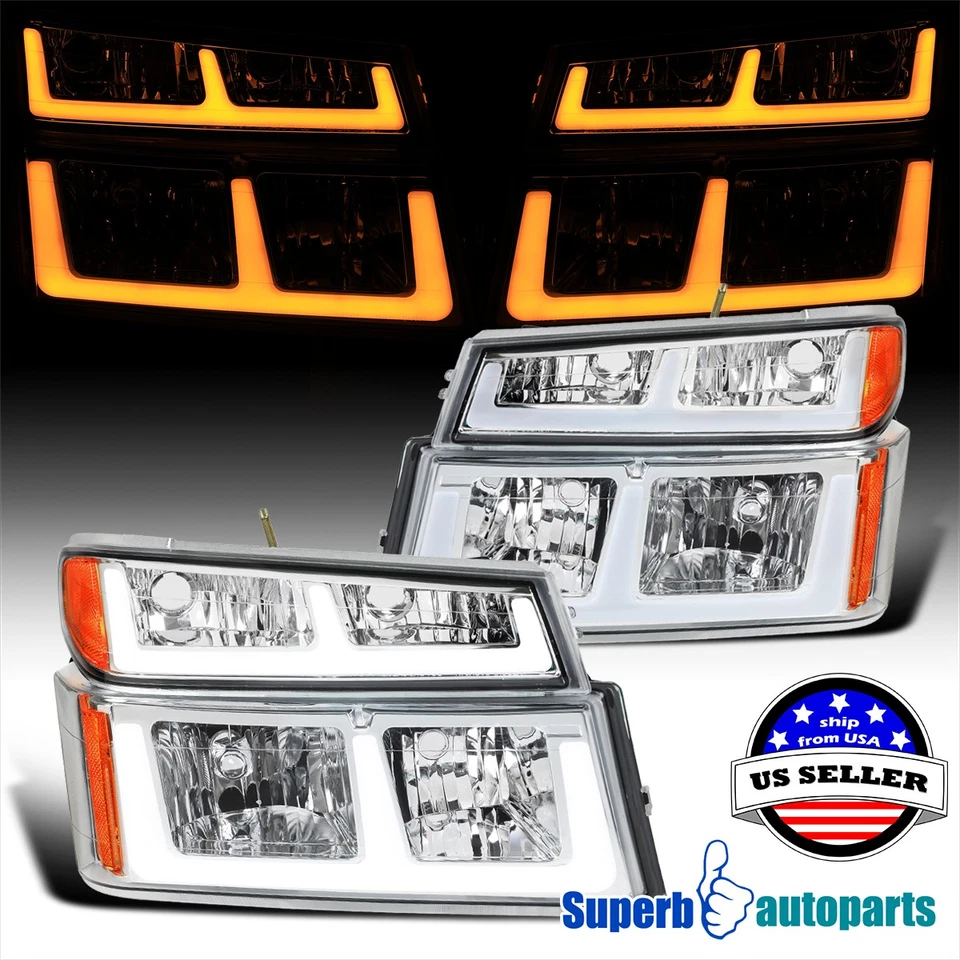 For 2004-2012 Chevy Colorado GMC Canyon Headlights+Switchback+LED Turn Signal Foto 1 de 4