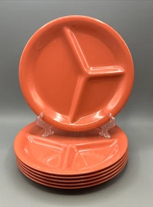 G.E.T. Melamine 10" Round Divided Plates Set of Six (6) Salmon Color CP-10 - Picture 1 of 5