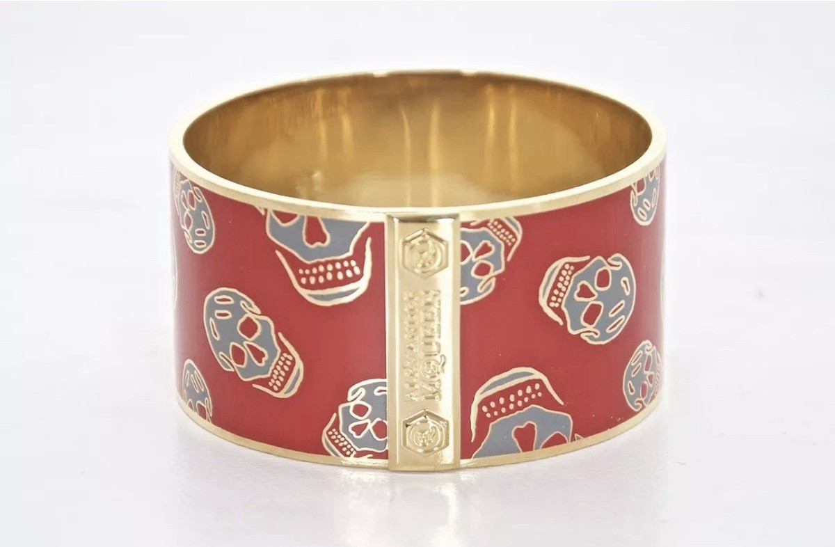 ブレスレット alexander mcqueen SKULL CUFF BRASS + ENAMEL Alexander McQueen Skeletons & Skulls Bangle Fashion