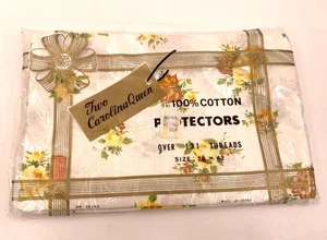 Vintage Floral Pillow Protectors Set of 2 100% Cotton Made in Japan 28x42 - Foto 1 di 6