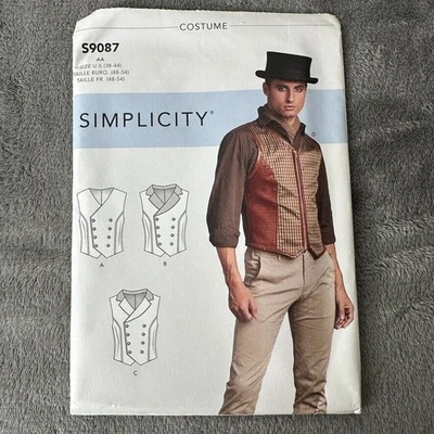 Simplicity Pattern S9087 Mens Corset Vest Sizes 38-44 Classic Costume Steampunk - Image 1 of 4