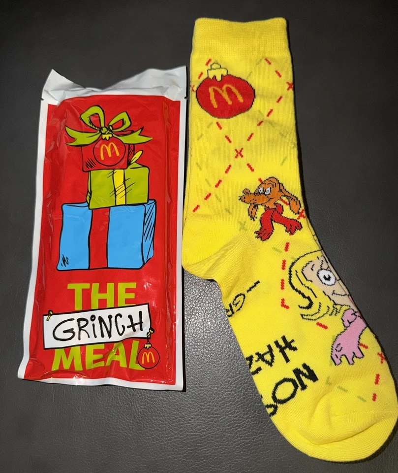 2025 McDONALD'S Grinch Socks Christmas Adult Happy Meal Yellow Socks - Image 1 of 1