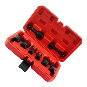 8pc 3/8" and 1/2" Flex Head Crows Flare Nut Wrench Socket Foot Line Wrench Set - Picture 1 of 11