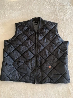 Chaleco acolchado Dickies Diamond para hombre 2 XL cremallera completa chaleco negro - bolsillos Foto 1 de 4