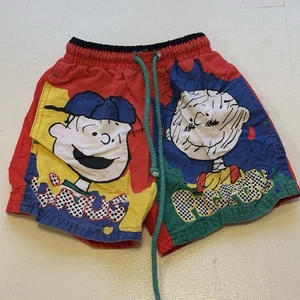 Vintage snoopy Swimwear kids swim trunks 2T shorts Linus Pigpen - Picture 1 of 7