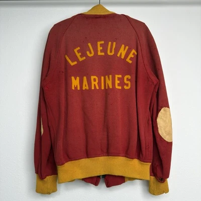 Vintage 1950s Camp Lejeune Marines Usmc Military Variety Souvenir Wool Jacket - Image 1 of 4