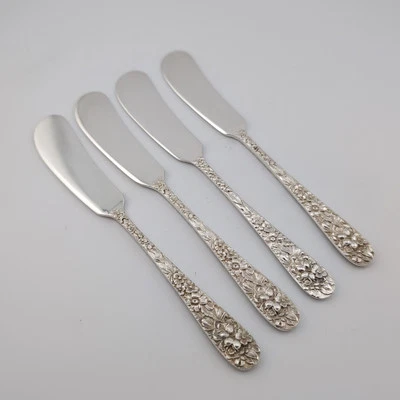 Esparcidores de mantequilla Stieff Rose de plata de ley - 6" - Juego de 4 Foto 1 de 3