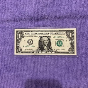 1 One Dollar Star Note Bill Crisp 2017 Series Boston District  A  03605368  UNC - Picture 1 of 6