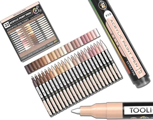 Acrylic Paint Pens 22 Skin Tones Assorted Pro Color Series Markers Set 0.7Mm Ext - Picture 1 of 12