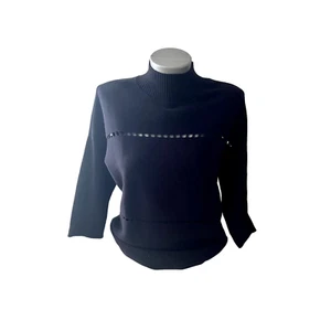 Nuevo con etiquetas Suéter Negro Para Mujer con Recortes Alfani Talla Pequeña Nuevo Diseñador - Imagen 1 de 10