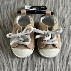 Carter's Child Of Mine Baby Boy Shoes Infant Size Newborn Brown Soft Sneakers - Picture 1 of 7