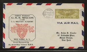 USS MACON 1933 cubierta de zepelín - sobre West Point - Imagen 1 de 2