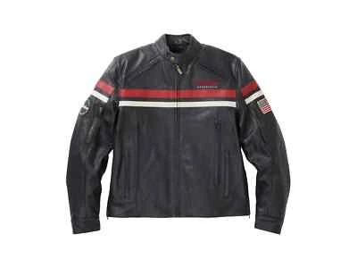 Handmade Genuine Indian Motorcycle Leather Jacket –Black & Red | Premium Cowhide - Image 1 of 4