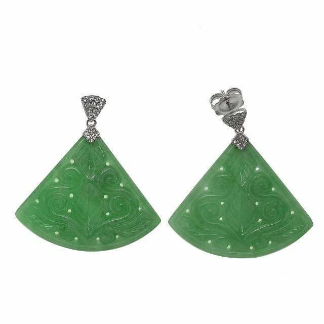 Pendientes de jadeíta verde natural de plata de ley 925 Foto 1 de 1