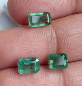 4,62 kt Smaragd Achteck Form 3 Stück Lot Erde abgebaut lose Edelsteine - Bild 1 von 7