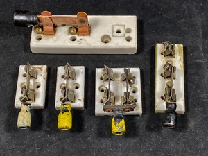 Set of  5, Antique Ceramic Porcelain Knife Blade Electric Switches  - Picture 1 of 12