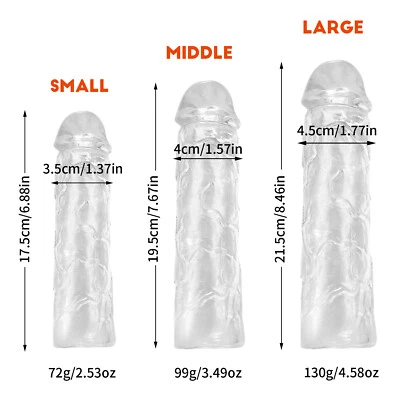 Manga alargadora potenciadora de pene de gelatina 3 piezas para hombres Foto 1 de 4