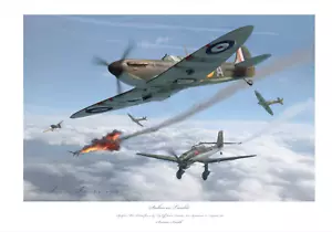 BATTLE OF BRITAIN ACE JOHN DUNDAS SPITFIRE MK1 LIMITED EDITION SIGNED PRINT - Picture 1 of 4