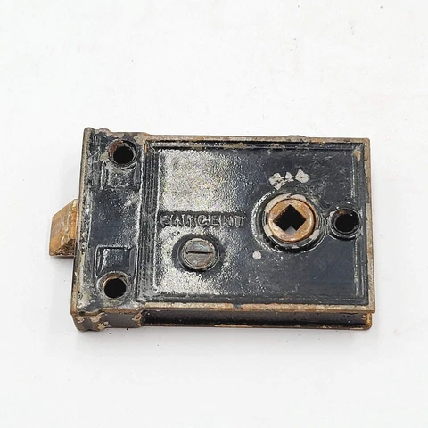 Antique Vintage Sargent Interior Surface Mount Rim Latch 3.5"x2.25" Cover