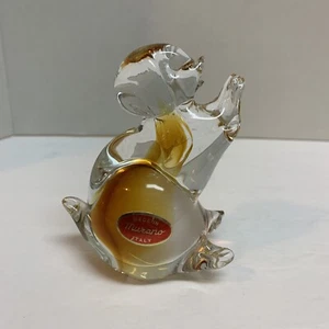 Vintage Murano Art Glass Amber Gold Sommerso 3 3/4" Figurine ? Duck Animal Scarf - Picture 1 of 7