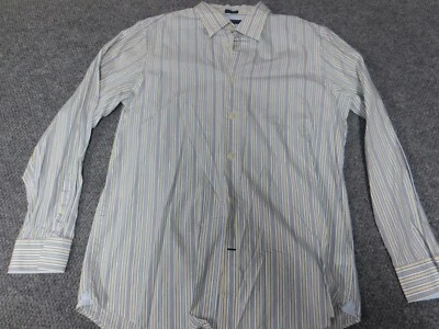 Banana Republic Mens Shirt Large striped Button Down woven plaid fitted - Image 1 of 4